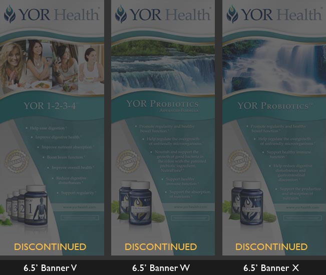 YOR Health 6.5 foot banners selection6